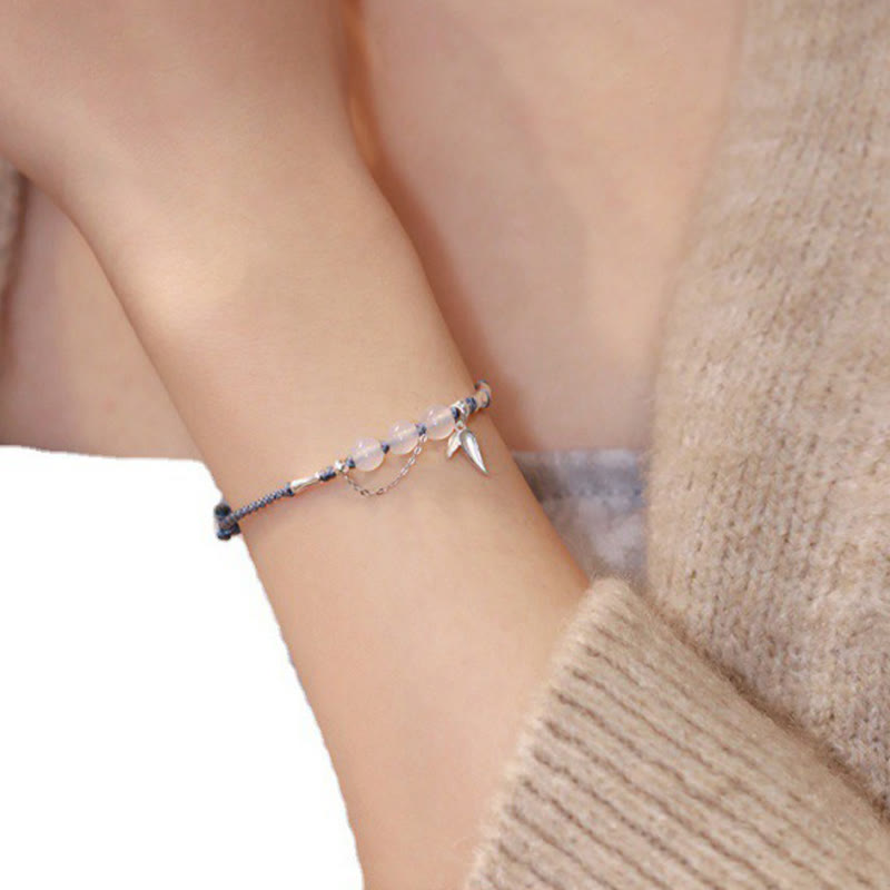 Bracelet en bambou et jade Hetian et calcédoine