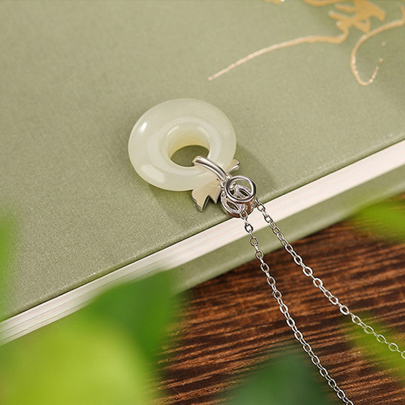 Collier boucle de paix dragon de jade Hetian | Protection et chance