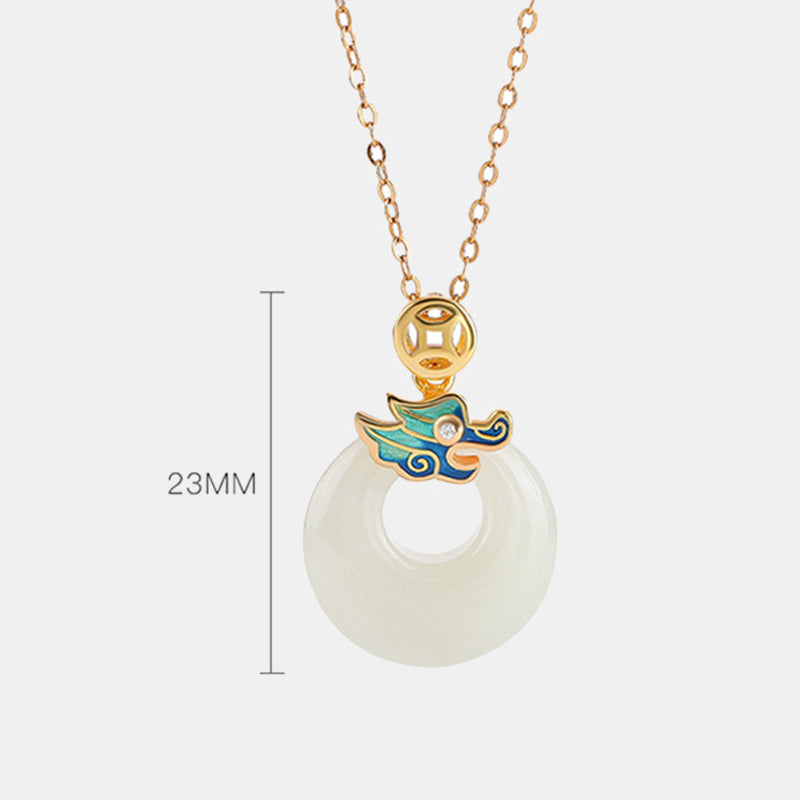 Collier boucle de paix dragon de jade Hetian | Protection et chance