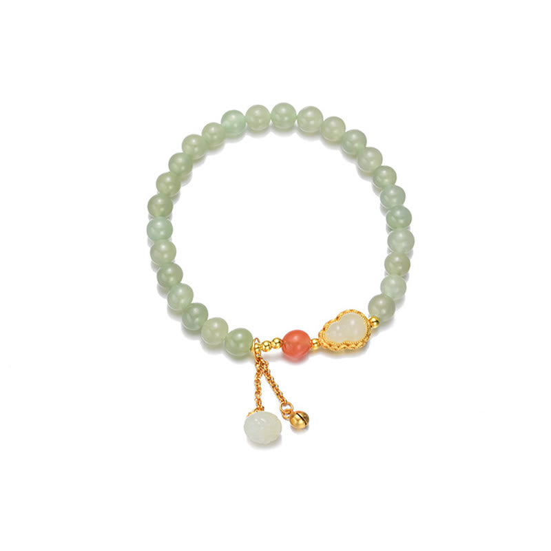 Bracelet porte-bonheur en jade Hetian et lotus en argent 925