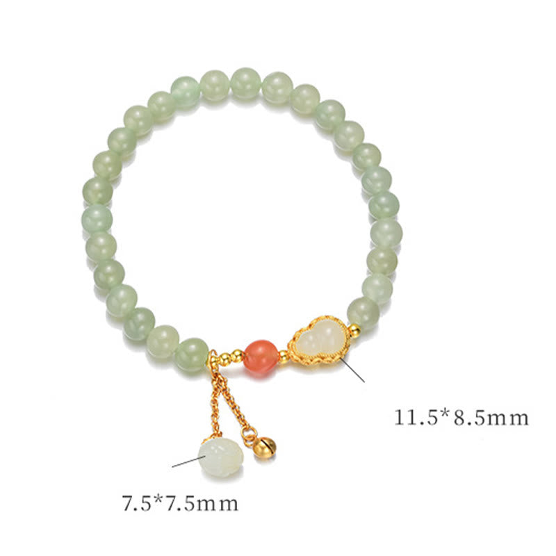 Bracelet porte-bonheur en jade Hetian et lotus en argent 925