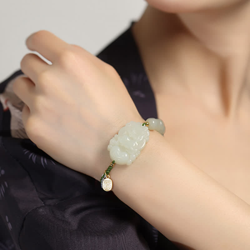 Bracelet porte-bonheur en jade Hetian | Cordon en argent sterling 925