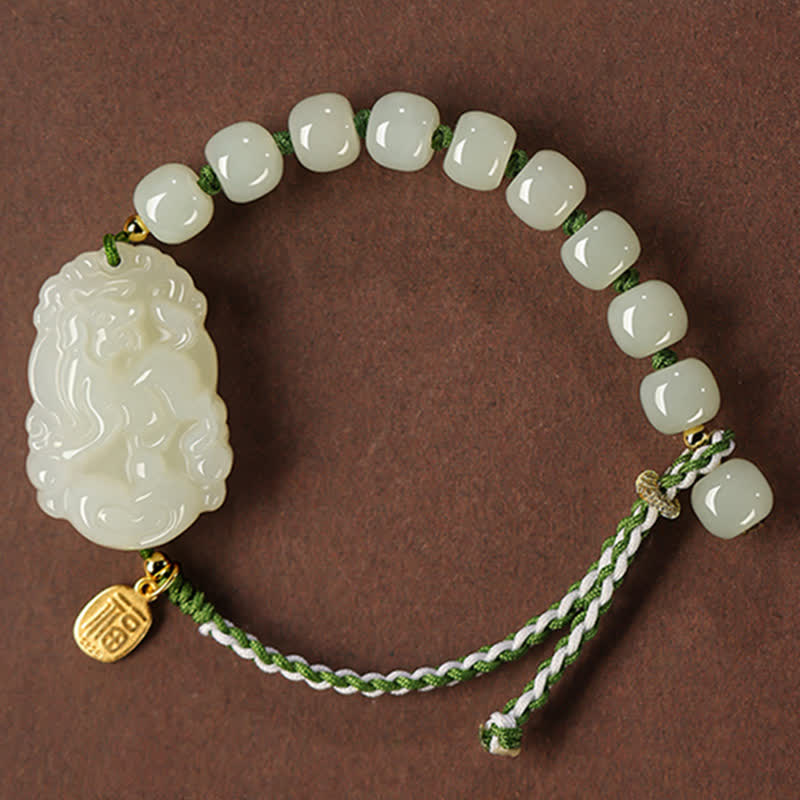 Bracelet porte-bonheur en jade Hetian | Cordon en argent sterling 925