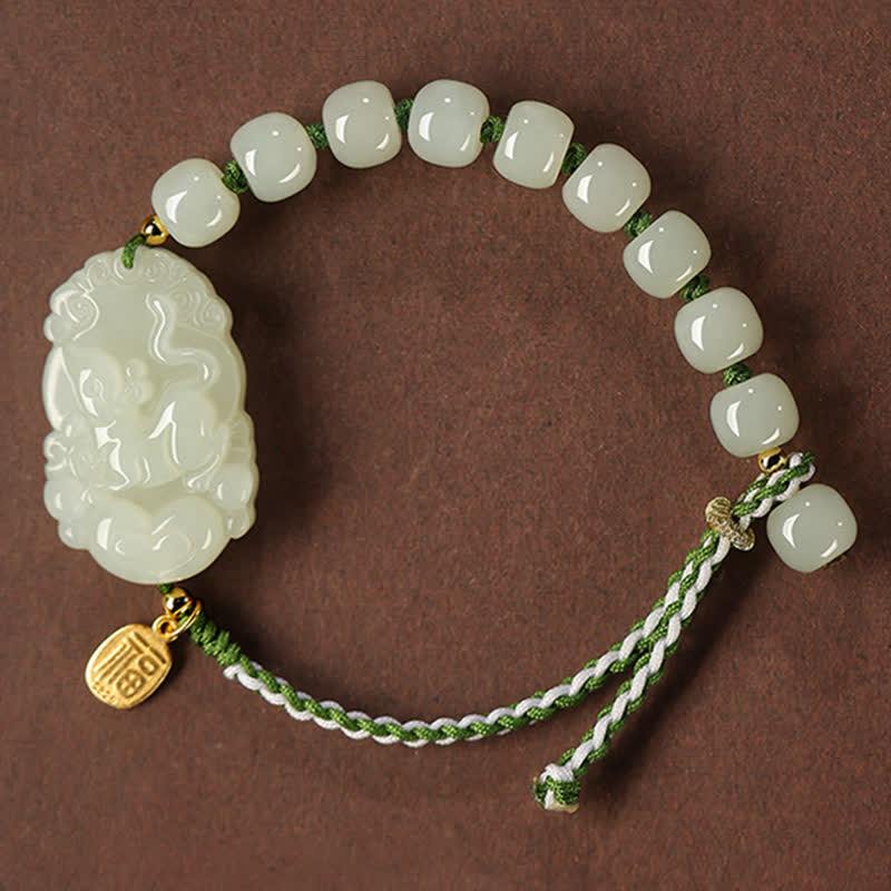 Bracelet porte-bonheur en jade Hetian | Cordon en argent sterling 925