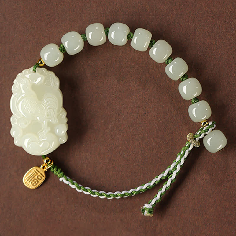 Bracelet porte-bonheur en jade Hetian | Cordon en argent sterling 925