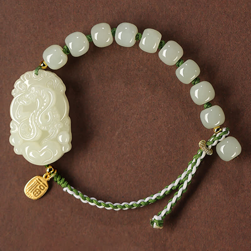 Bracelet porte-bonheur en jade Hetian | Cordon en argent sterling 925