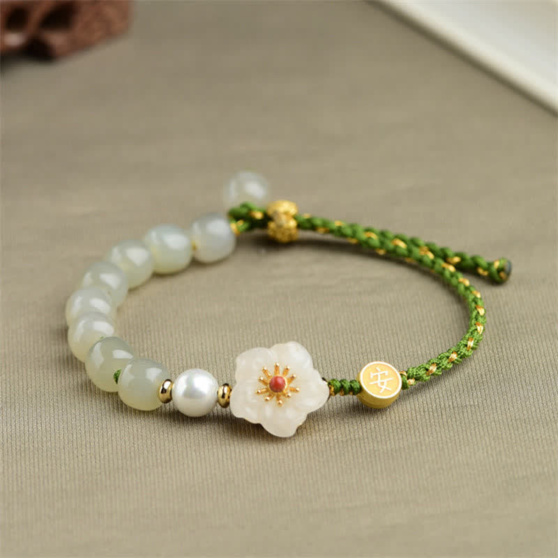 Bracelet porte-bonheur en jade Hetian | Argent 925 unisexe