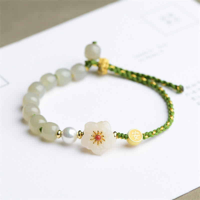 Bracelet porte-bonheur en jade Hetian | Argent 925 unisexe