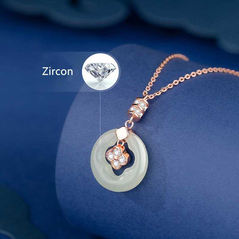 Collier porte-bonheur en jade Hetian avec trèfle à quatre feuilles pour la prospérité
