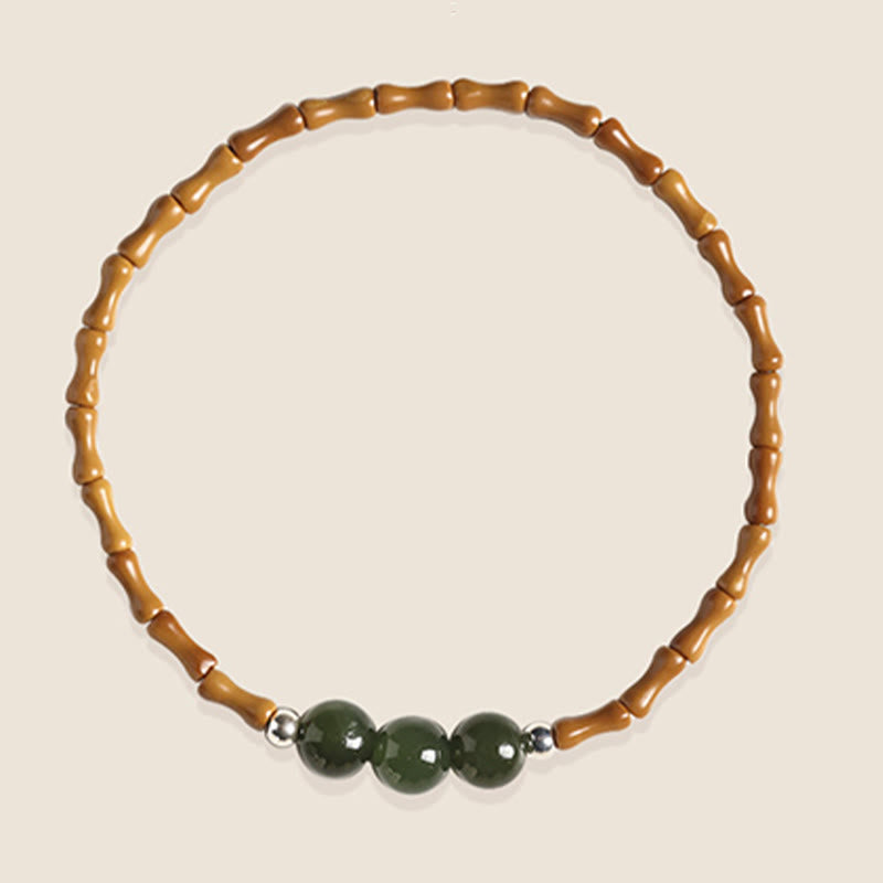 Bracelet porte-bonheur en jade Hetian et noyau d'olive, perles de 6 mm
