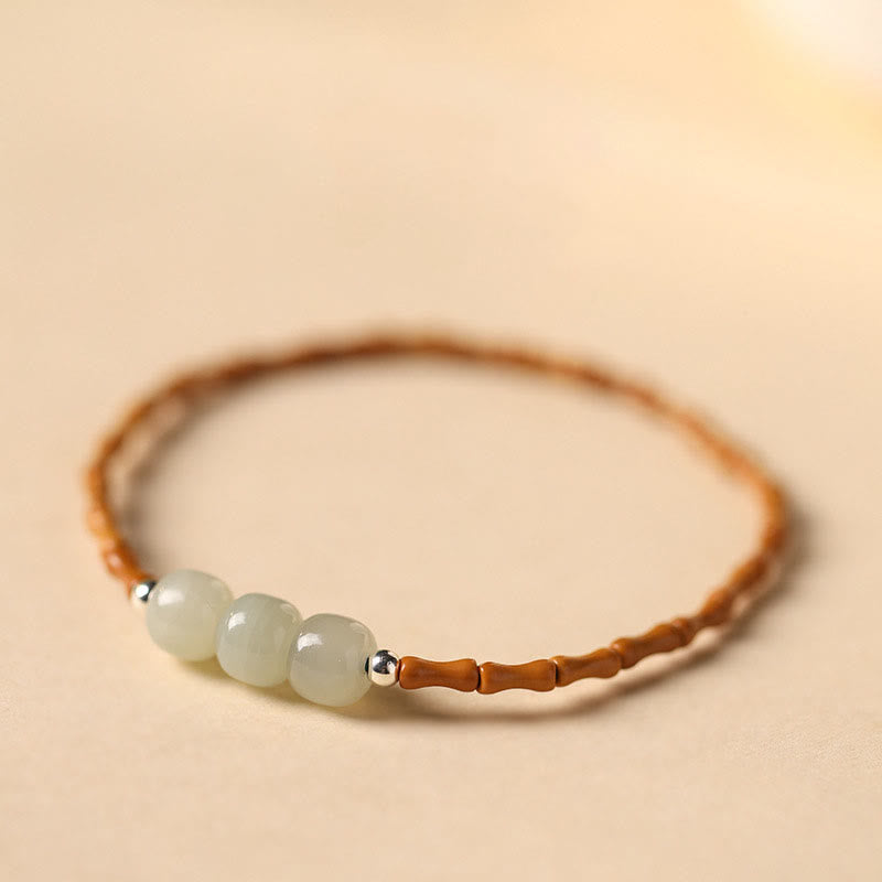 Bracelet porte-bonheur en jade Hetian et noyau d'olive, perles de 6 mm