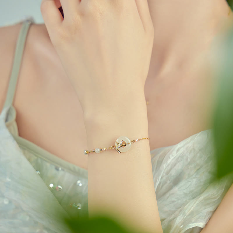 Bracelet boucle de paix en jade Hetian 14-18 cm | Sons de guérison