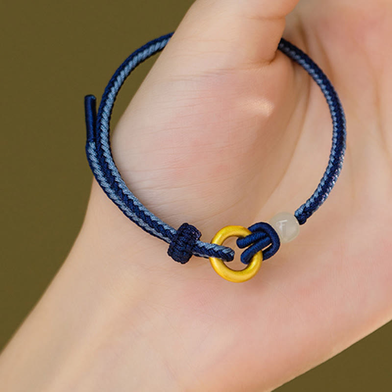 Bracelet boucle de paix en jade Hetian 14-18 cm | Argent sterling