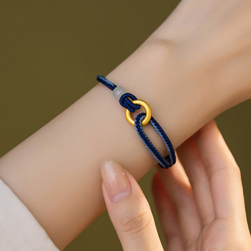 Bracelet boucle de paix en jade Hetian 14-18 cm | Argent sterling