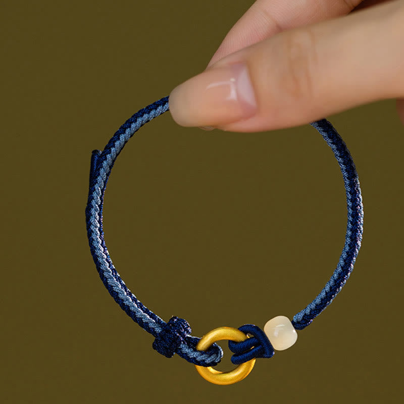 Bracelet boucle de paix en jade Hetian 14-18 cm | Argent sterling