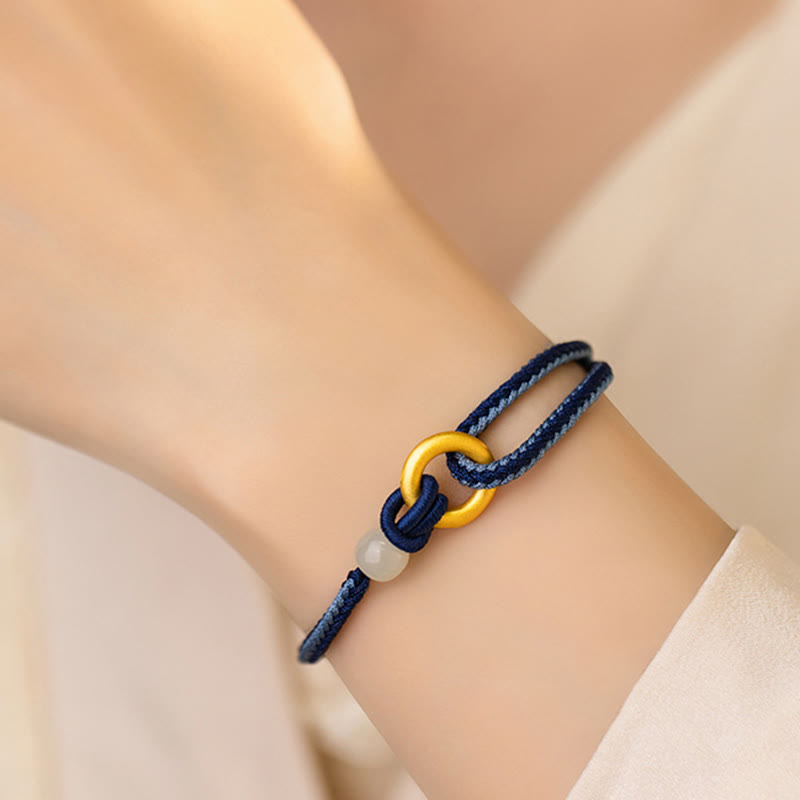 Bracelet boucle de paix en jade Hetian 14-18 cm | Argent sterling