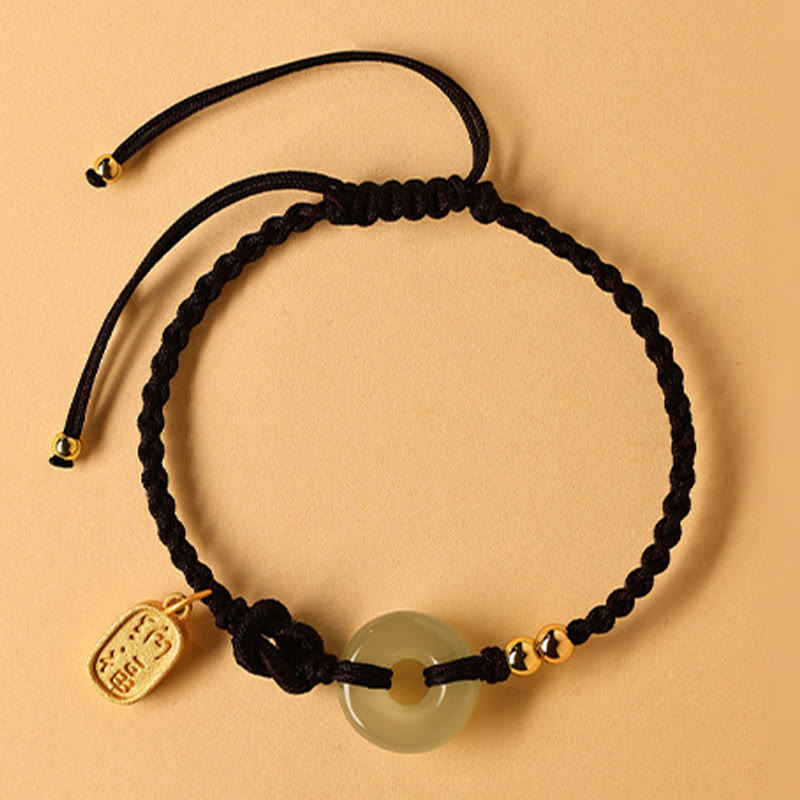 Bracelet Fu en jade Hetian avec boucle de paix pour la chance