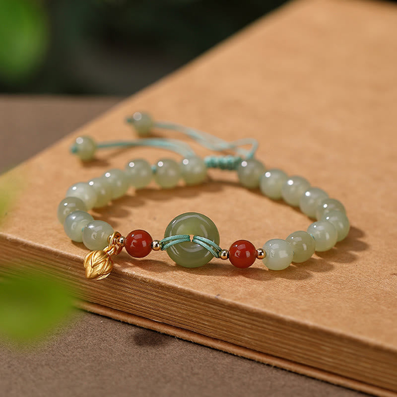 Bracelet porte-bonheur en jade Hetian 6 x 7 mm | Sons de guérison
