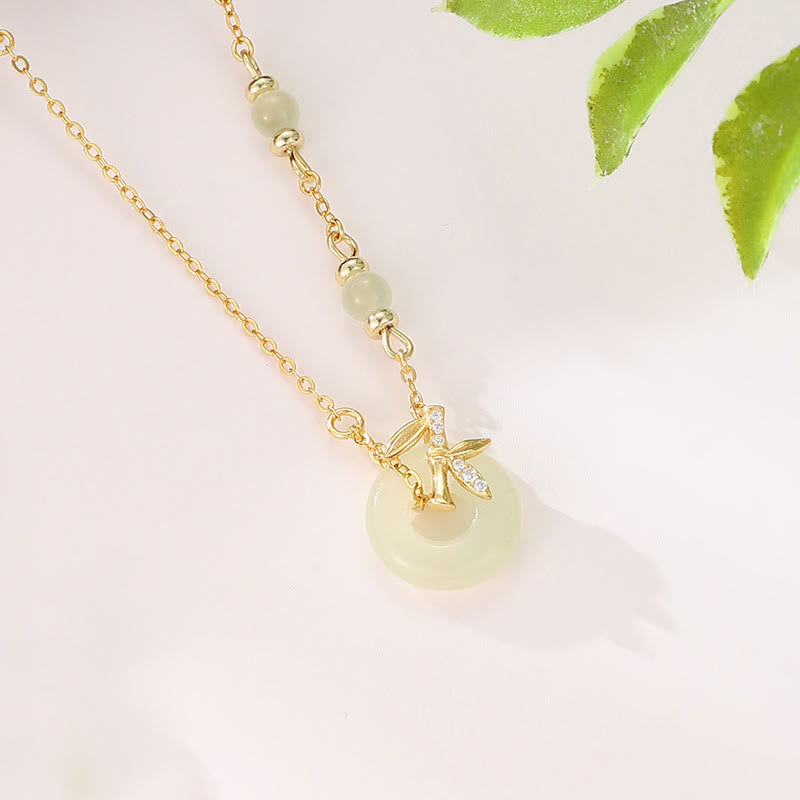 Collier pendentif en jade Hetian avec boucle de paix pour l'abondance