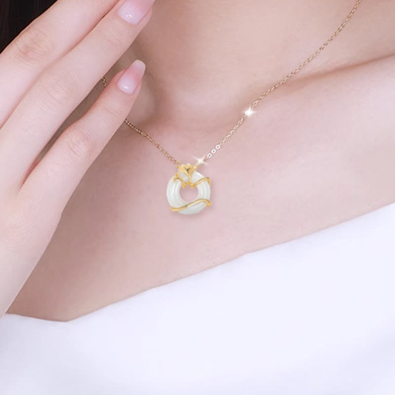 Collier avec pendentif en argent sterling et jade Hetian