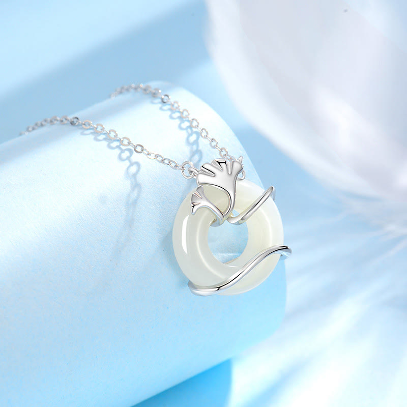 Collier avec pendentif en argent sterling et jade Hetian
