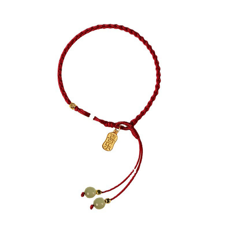 Bracelet porte-bonheur en jade Hetian avec boucle de paix et cordon rouge, poignet de 15 à 20 cm