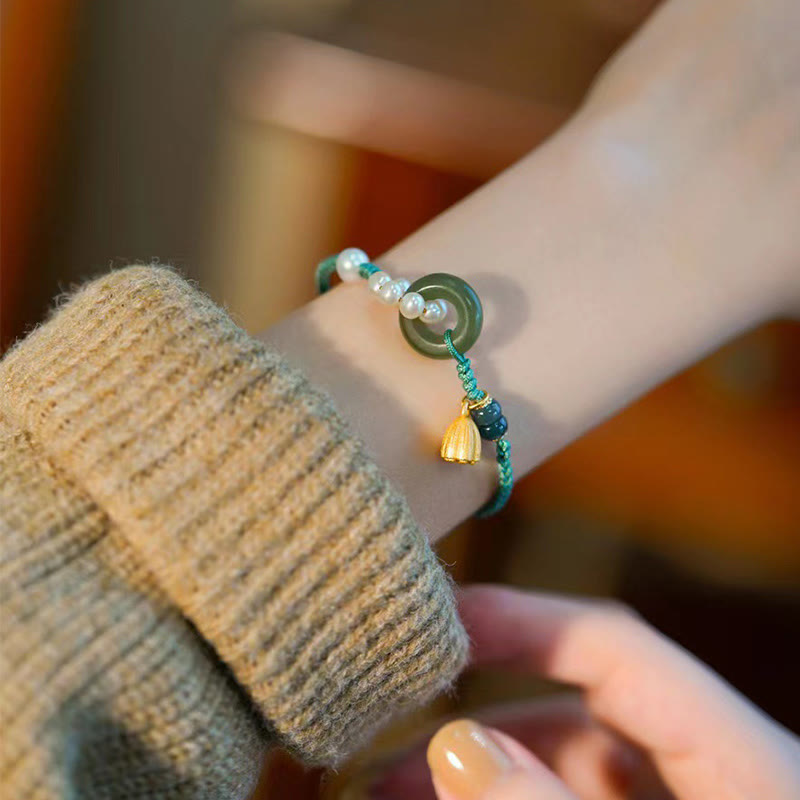 Bracelet de sérénité avec boucle de paix en jade Hetian pour la chance