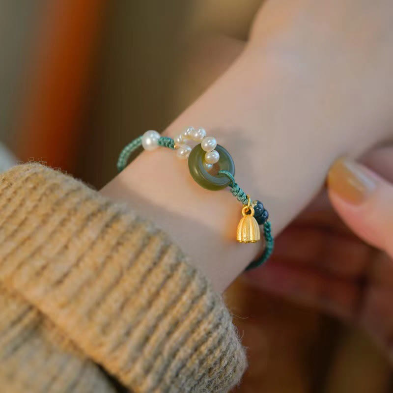 Bracelet de sérénité avec boucle de paix en jade Hetian pour la chance