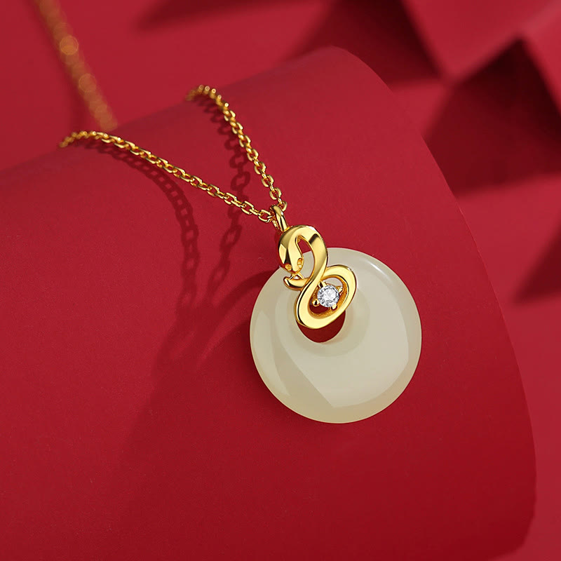 Collier serpent à boucle de paix en jade Hetian