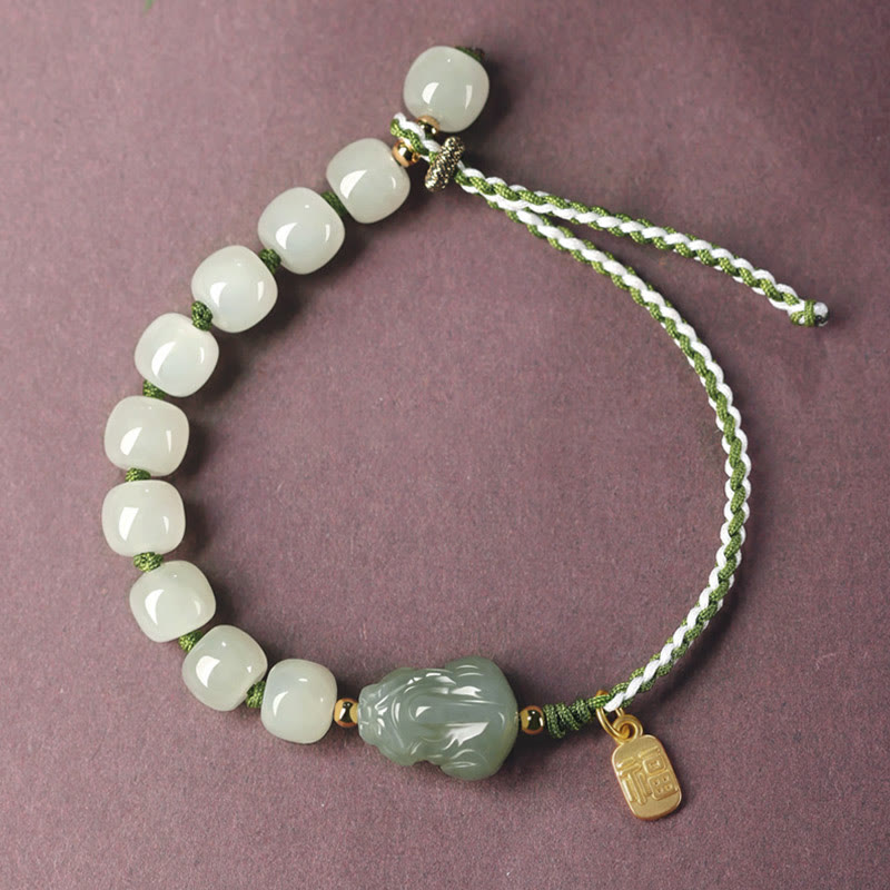 Bracelet en fil de jade Hetian PiXiu Luck Fu