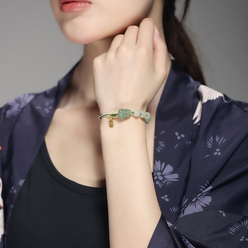 Bracelet en fil de jade Hetian PiXiu Luck Fu