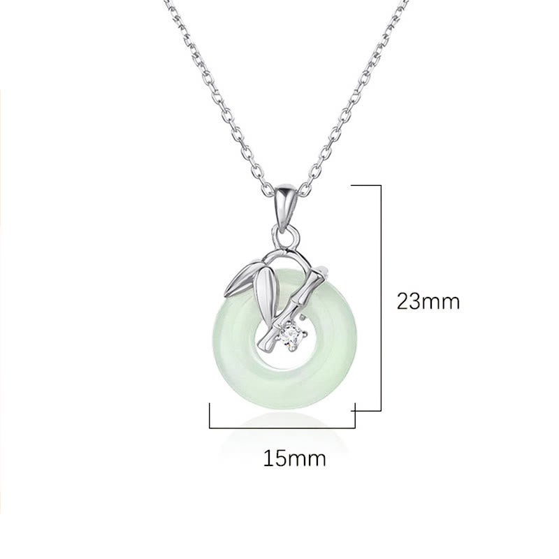 Pendentif de prospérité en jade Hetian en argent sterling 925 et feuille de bambou