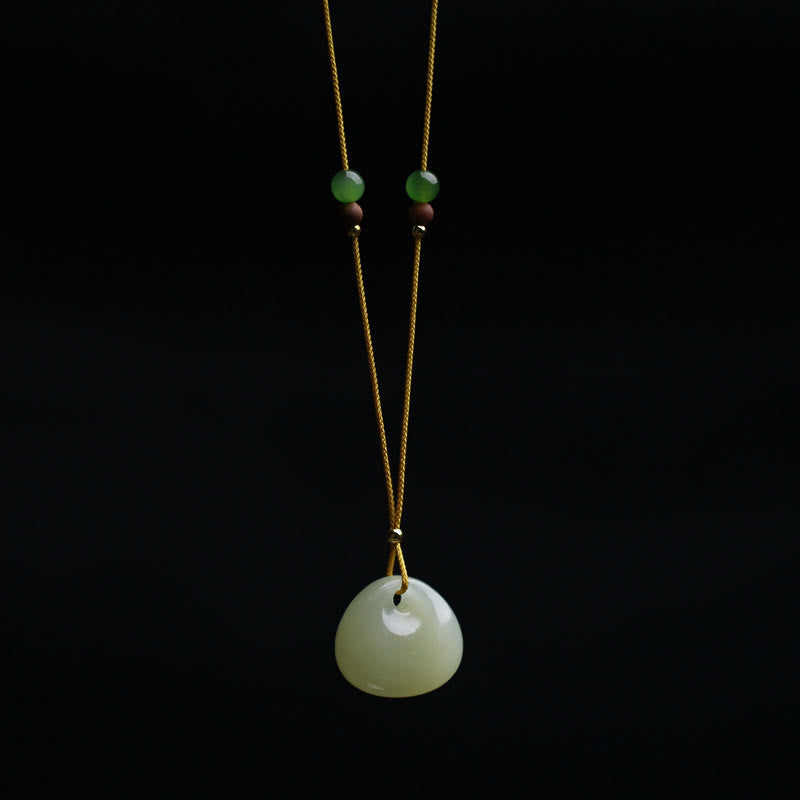 Collier pendentif prospérité en jade Hetian | Modèle petit sac