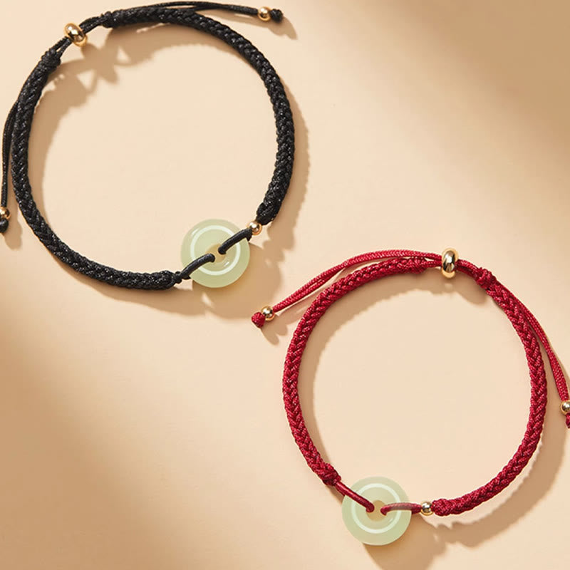 Bracelet de protection en jade Hetian avec boucle de paix et breloque Fu pour la chance