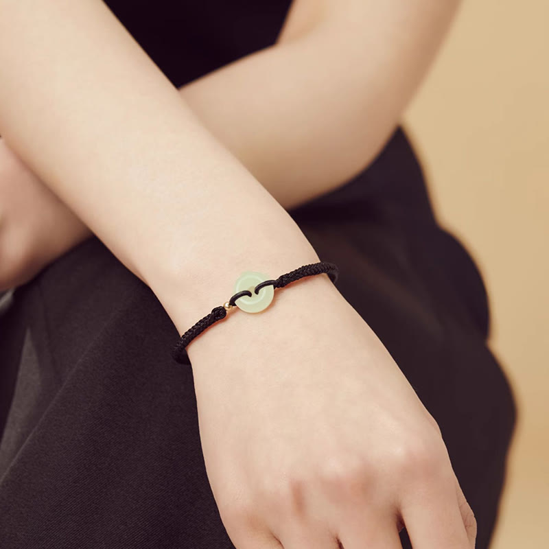 Bracelet de protection en jade Hetian avec boucle de paix et breloque Fu pour la chance