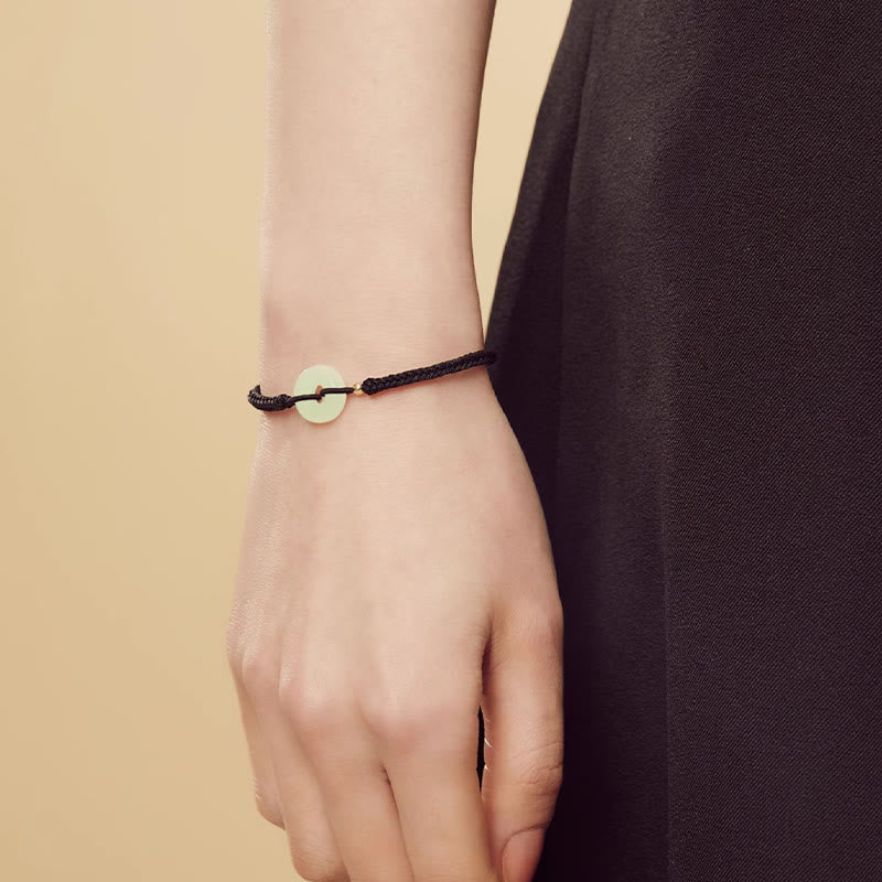 Bracelet de protection en jade Hetian avec boucle de paix et breloque Fu pour la chance
