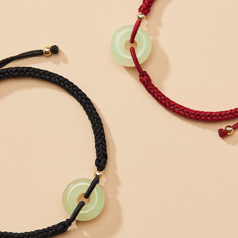 Bracelet de protection en jade Hetian avec boucle de paix et breloque Fu pour la chance