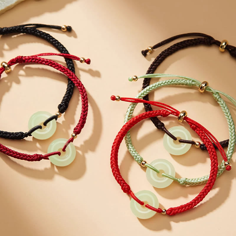 Bracelet de protection en jade Hetian avec boucle de paix et breloque Fu pour la chance