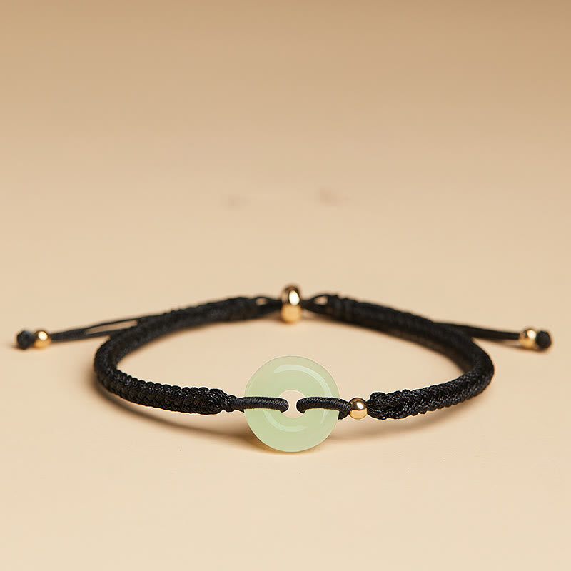 Bracelet de protection en jade Hetian avec boucle de paix et breloque Fu pour la chance