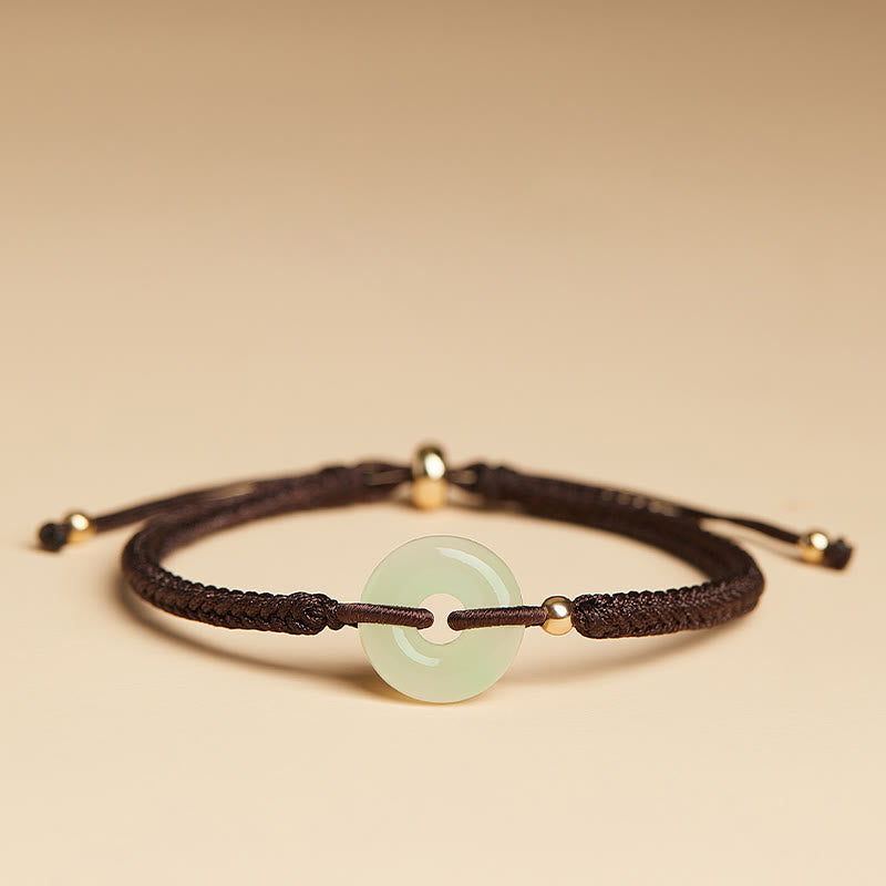 Bracelet de protection en jade Hetian avec boucle de paix et breloque Fu pour la chance