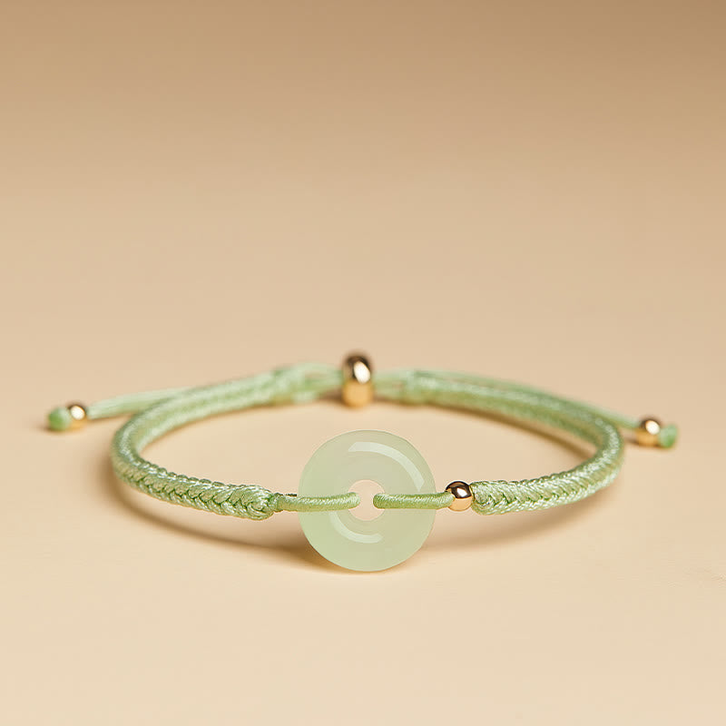Bracelet de protection en jade Hetian avec boucle de paix et breloque Fu pour la chance