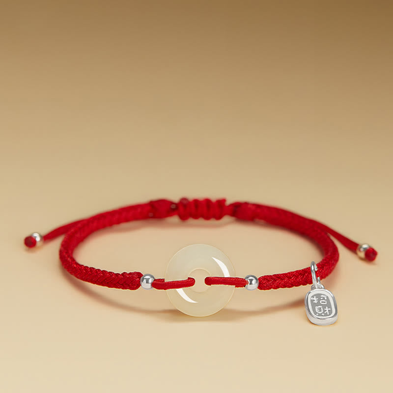 Bracelet de protection en jade Hetian avec boucle de paix et breloque Fu pour la chance