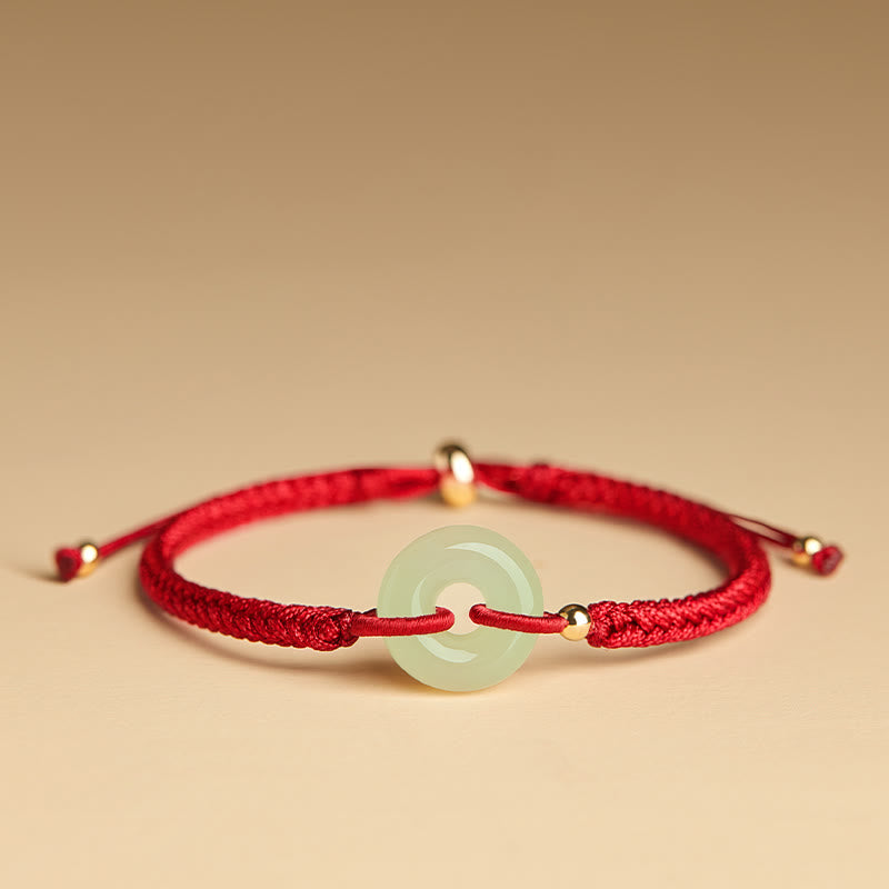 Bracelet de protection en jade Hetian avec boucle de paix et breloque Fu pour la chance