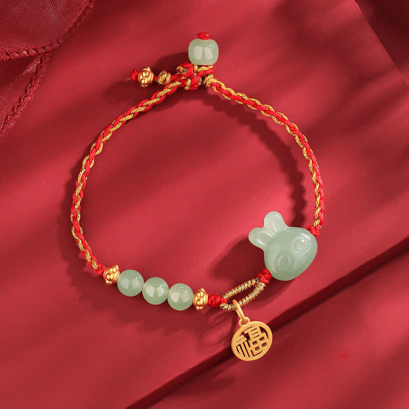 Bracelet en jade rouge Hetian pour la chance et le bonheur, 15-17 cm