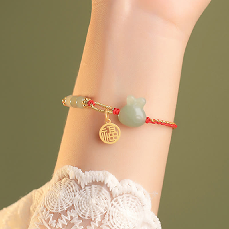 Bracelet en jade rouge Hetian pour la chance et le bonheur, 15-17 cm
