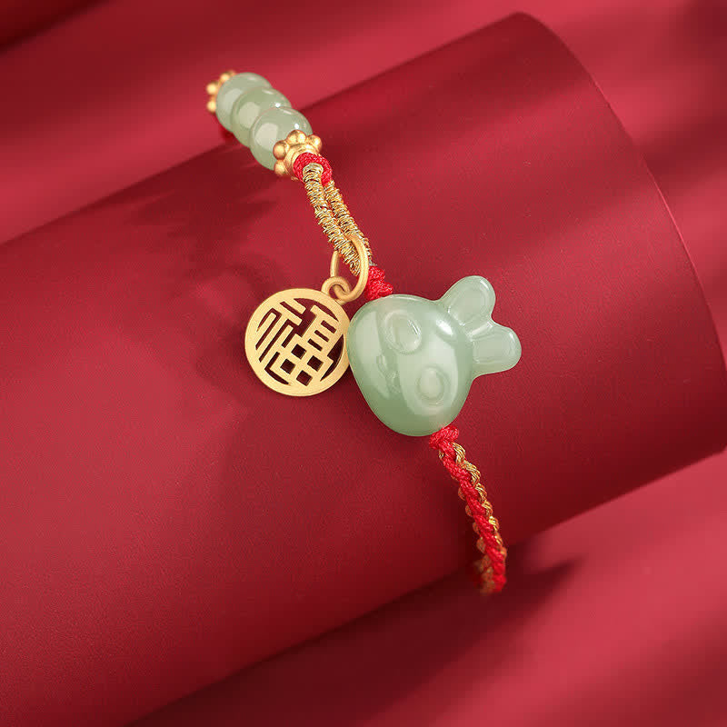 Bracelet en jade rouge Hetian pour la chance et le bonheur, 15-17 cm