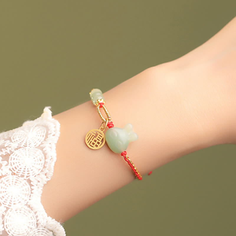 Bracelet en jade rouge Hetian pour la chance et le bonheur, 15-17 cm