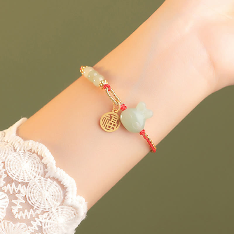 Bracelet en jade rouge Hetian pour la chance et le bonheur, 15-17 cm