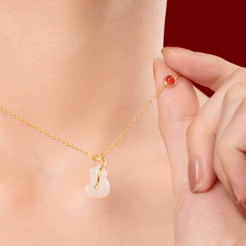 Ensemble bracelet et collier porte-bonheur en jade Hetian Ruyi Cat