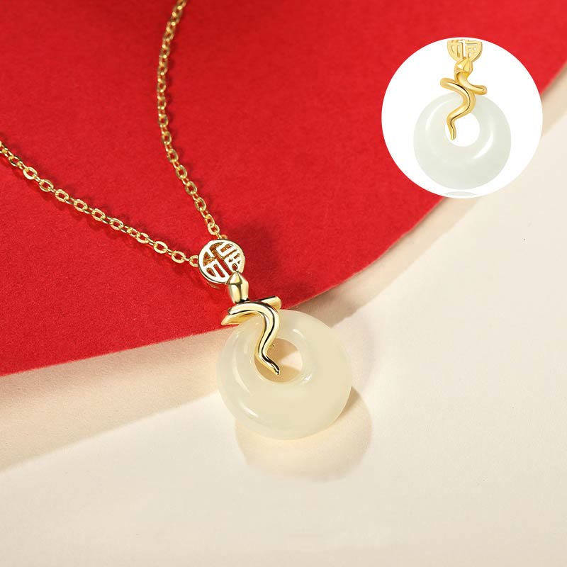 Collier à boucle de paix en jade Hetian